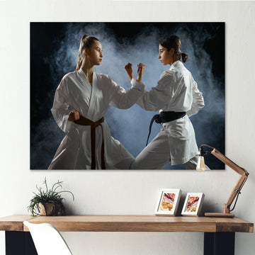 Women Martial Arts Fight Training Studio - Martial Arts Canvas Wall Art